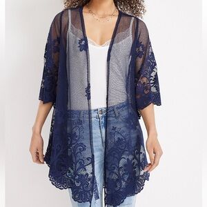 Maurices Navy Blue Floral Kimono. Size S NWT